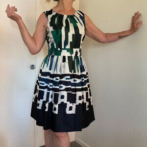 Ellen Tracy Block Print Party Dress